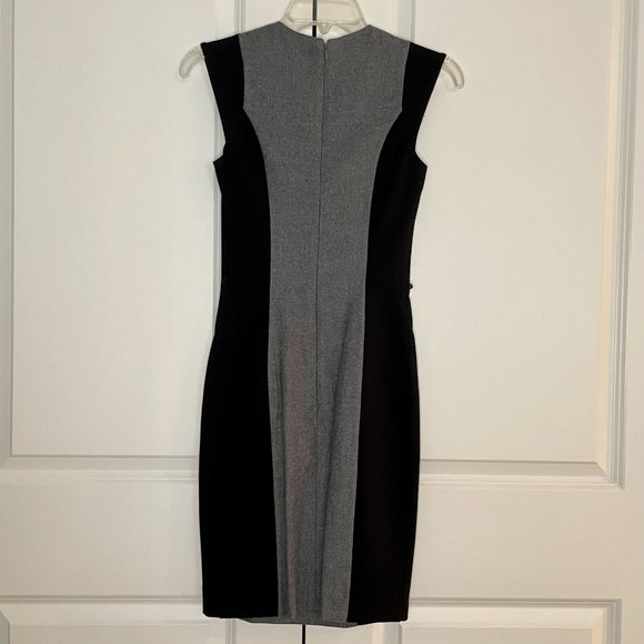 French Connection Classic Women's Sleeveless Sheath Dress (Size 0, Grey/Black) - Picture 2 of 6